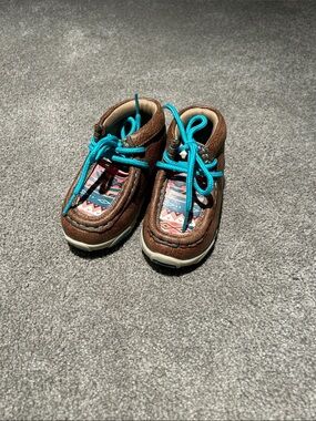 Twister Kids Brown Boots with Teal Laces